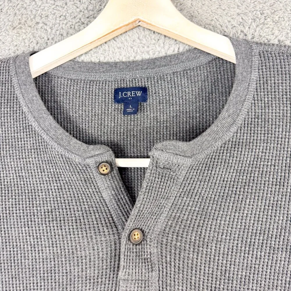 J Crew Shirt Mens Large Gray Henley Outdoor Office Casual Camp Hike‎ Fish Hunt